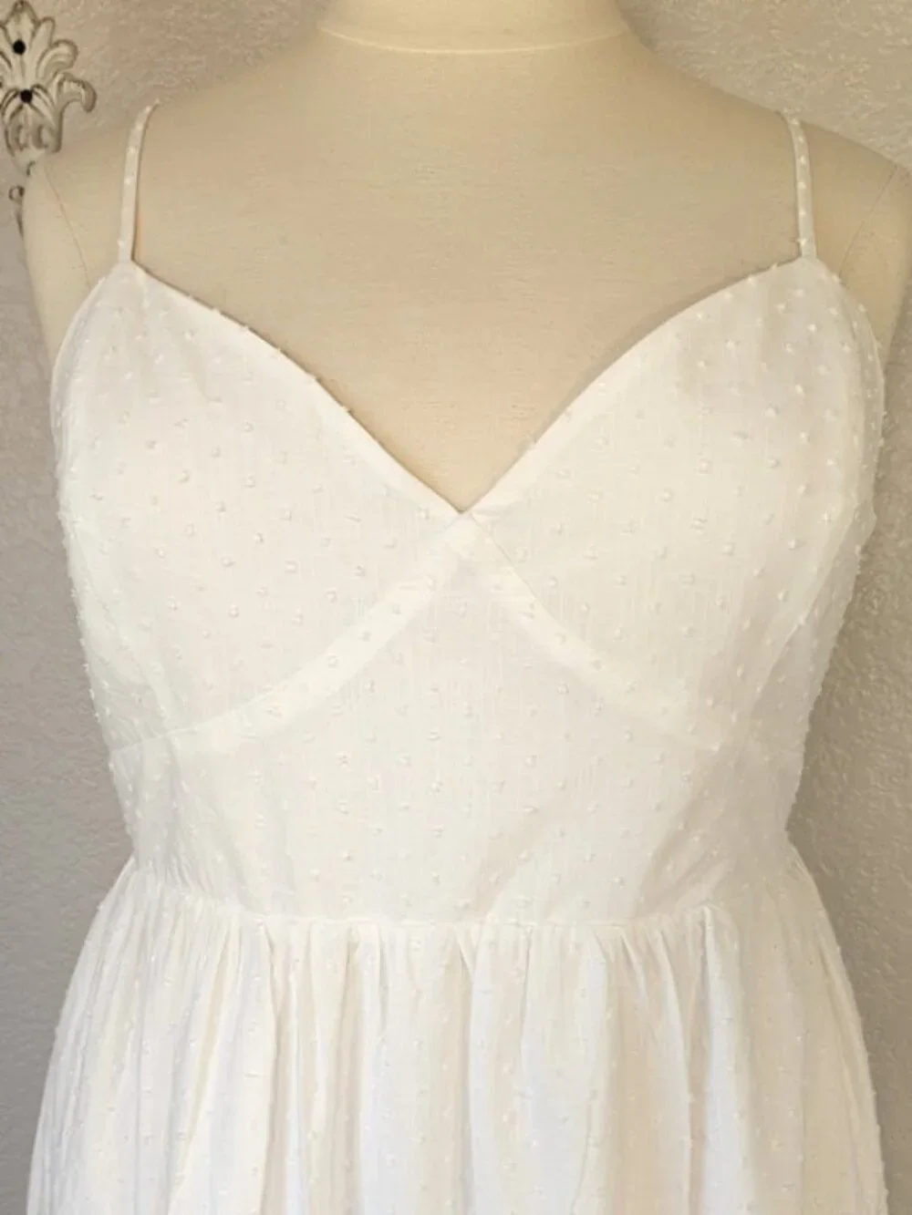 Forever 21 Maxi Sundress 3X Cotton White Swiss Dot Tiered Smocked Back Lined🌻 - Picture 2 of 5